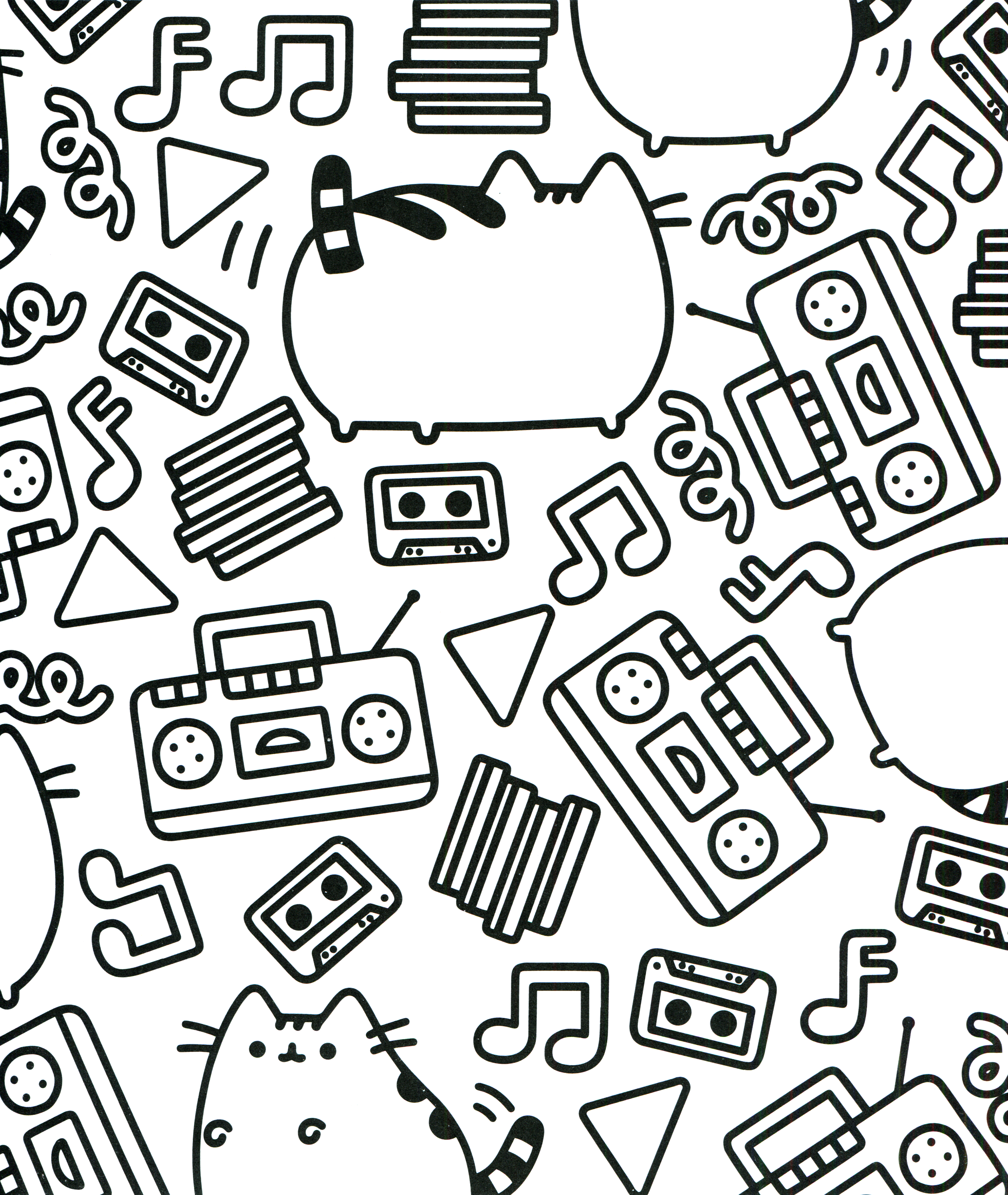 Coloring page party with Pusheen kittens